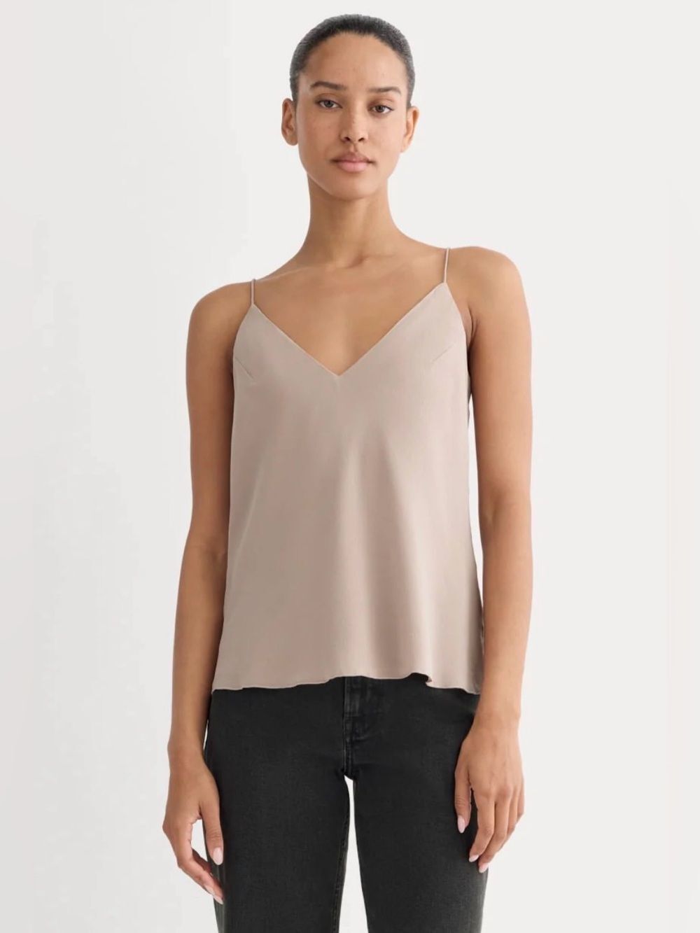 New Everlane THE TIE BACK CAMI IN WASHABLE SILK Burnt Sugar Size 2